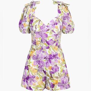 Adelyn Rae Gina Embroidered Eyelet Romper Medium